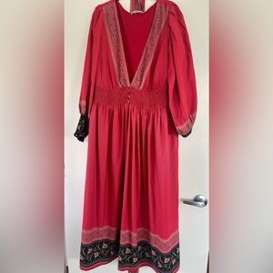 Eshakti Plunge Floral Paisley Border Crepe Dress - size 22 - good condition